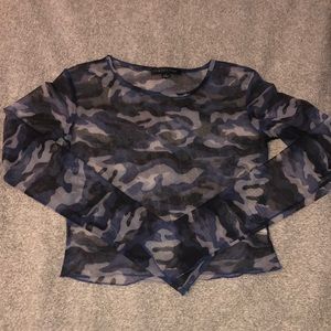 Honeybum Camo Mesh Crop Top